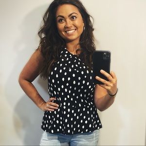 Banana Republic Black/White Polka Dot Blouse | Sleeveless Business | Size Small